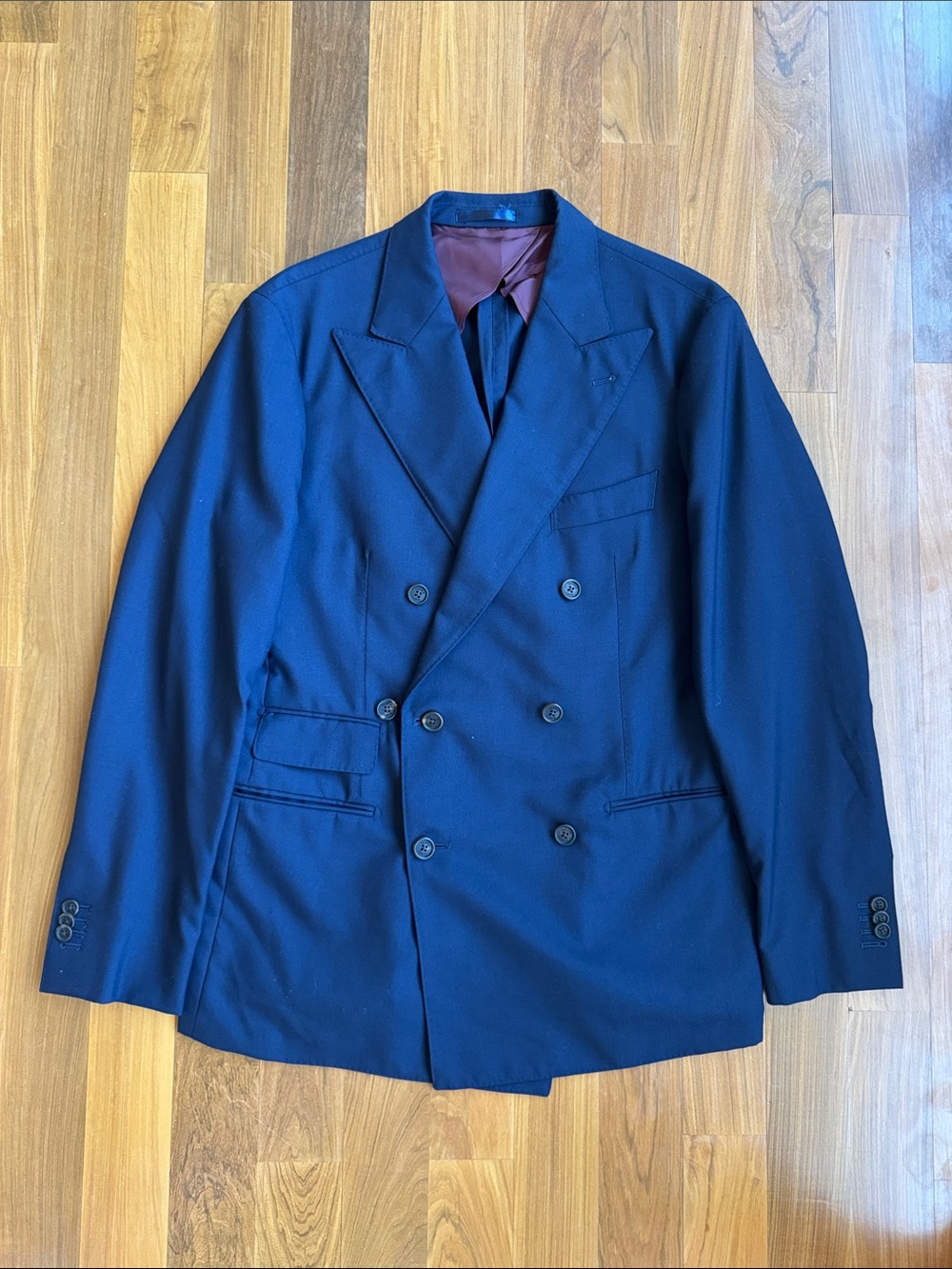 Proper Cloth Double Breasted VBC Navy Tropical Fresco 21 Micron Jacket 42/44R